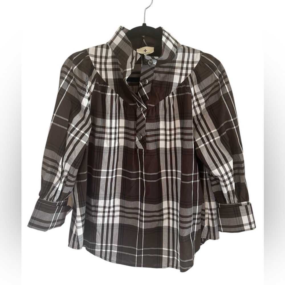 Tuckernuck Cedar Corrigan Plaid Blouse Size S - Picture 3 of 7